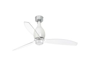 8421776234253 - Faro Barcelona - Faro mini eterfan led Glänzend weißer transparenter Deckenventilator mit Gleichstrommotor 3000K