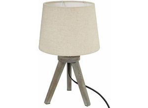 3560238334591 - Atmosphera - Lampe Holz Stativ Lampenschirm Grau H31 dunkelgrau