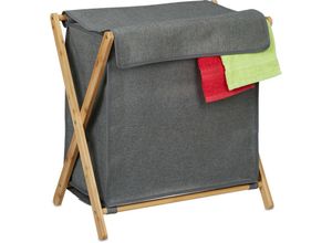 4052025413149 - Wäschekorb mit Deckel klappbarer Wäschesammler HxBxT 57 x 55 x 35 cm Bambus Stoff Wäschebox grau natur - Relaxdays 4052025413149 - Wäschekorb mit Deckel klappbarer Wäschesammler HxBxT 57 x 55 x 35 cm Bambus Stoff Wäschebox grau natur - Relaxdays