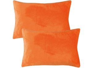 4059222265984 - Bestlivings - Dekokissen Kuschel Celina 2er Pack in der Größe 40 x 60cm - Orange - Kissenbezug mit Reißverschluss - Orange