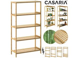 4250525373752 - CASARIA® Badregal Standregal Bambus 5 Böden 60x26x130cm Groß Stehend Offen 50 kg Belastbarkeit Holz Bad Badezimmer Küche Wohnzimmer Keller Regal Natur