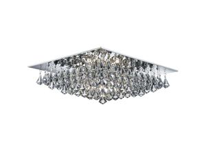 5053423057552 - Hanna - 8 Light Square Ceiling Semi Flush Light Chrom mit Pyramidenkristallen G9 - Searchlight