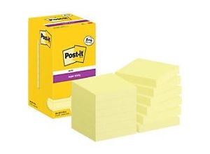 4064035072643 - Super Sticky Post-it 654-SSCY-P8+4 8 Blöcke 90 Blatt je Block je 76 x 76 mm PEFC-zertifiziert cellophanfrei verpackt gelb + 4 Blöcke gratis