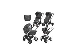 3800151970774 - Kombikinderwagen Ramona 3 in 1 Babyschale Sitzeinheit Wickeltasche Korb schwarz grau