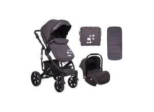 3801001011180 - Kikkaboo Kombikinderwagen 3 in 1 Beloved Babywanne Autositz Wickeltasche faltbar dunkelgrau