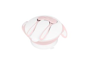 3801302040698 - Kikkaboo Kinder 4 in 1 Schüssel-Set Löffel Gabel Teller Deckel Schüssel 700 ml pink