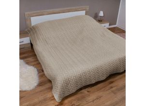 4059222066857 - Tagesdecke ( Beige ) 220x240 cm mit wattierter Zwischenlage Bettüberwurf - Überwurfdecke Sommerdecke gesteppt - Steppdecke Wendedecke - Beige