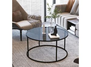 4059438685330 - [encasa] - Couchtisch Kolari aus Rauchglas 45 x Ø80 cm Schwarz Transparent