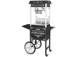 4250928640901 - Royal Catering - Retro Popcornmaschine Popcornmaker Popcornautomat 1600W 5kg h Schwarz mit Wagen - Schwarz