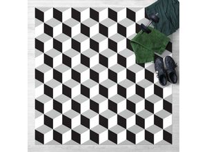 4064493872786 - Vinyl-Teppich - Geometrischer Fliesenmix Würfel Schwarz - Quadrat 11 Größe HxB 80cm x 80cm