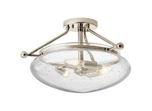 5024005665311 - Lighting qn-belle-sf-pn quintiesse Deckenleuchte Belle E14 3x40W Stahl Nickel poliert Blasenglas klar H266cm Ø431cm dimmbar - Elstead