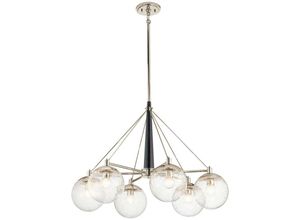 5024005671817 - Elstead Lighting QN-MARILYN6 QUINTIESSE Kronleuchter Marilyn E27 6x40W Stahl Nickel poliert Blasenglas klar H635cm Ø876cm dimmbar höhenverstellbar