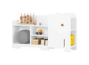 4251388621677 - Sobuy - KMB62-W Kinderregal mit Elefant-Design Bücherregal Kinder Kinderzimmer Regal Kinder Aufbewahrungsregal für Kinder Kinderzimmer Möbel Weiß bht