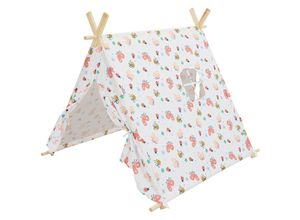 8719987910845 - Ecd Germany - Spielzelt für Kinder mit 2 Türen und einem Fenster 108x105x117 cm Weiß mit bunten aus Polyester drinnen draußen inderzelt Babyzelt