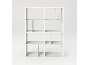Image of Fortuna - Bücherregal, Büroregal, Raumteiler mit 12 Fächern, asymmetrische Aufteilung, weiss