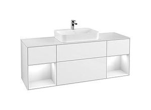 4051202681456 - Villeroy und Boch Finion Waschtischunterschrank G451GFGF 160cm Abdeckplatte white matt Emotion Regale Glossy white lacquer Glossy white lacquer