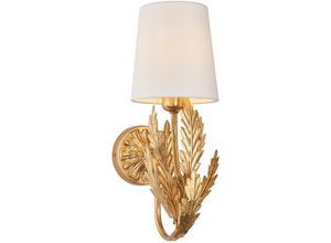 5016087152223 - Endon Collection Lighting - Endon Delphine Dekorative Blatt-Wandlampe in Blattgold mit elfenbeinfarbenen Stoffschirmen