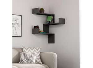 8680812154867 - Luksa Eckwandregal Modernes Bücherregal Anthrazitgrau b 60cm Medium - Anthracite Grey - Decortie