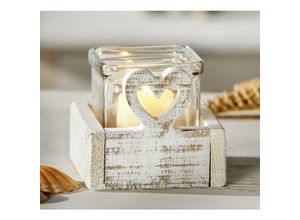 4260772024178 - Dekoleidenschaft - Windlicht Weißes Herz aus recyceltem Holz & Glas Kerzenhalter eckig Teelichthalter Tischdeko Windlichtglas 4260772024178 - Dekoleidenschaft - Windlicht Weißes Herz aus recyceltem Holz & Glas Kerzenhalter eckig Teelichthalter Tischdeko Windlichtglas