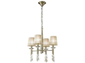 8435153238727 - Inspired Lighting - Inspired Mantra - Tiffany - Deckenanhänger 4 + 4 Light E14 + G9 Antikmessing mit weichen Bronzetönen und klarem Kristall 8435153238727 - Inspired Lighting - Inspired Mantra - Tiffany - Deckenanhänger 4 + 4 Light E14 + G9 Antikmessing mit weichen Bronzetönen und klarem Kristall