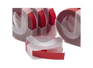 4062692055450 - 10x 3D Prägeband-Schriftband Kassette weiß auf rot kompatibel mit Dymo 1805 1855 Jet Junior Mini Omega Etiketten-Drucker 9mm - Vhbw