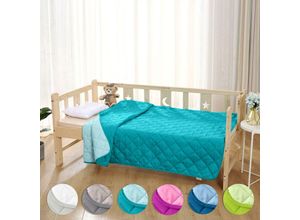 4251474132728 - Kinder Microfaser Steppbett im Wende-Design 135x200 – OekoTex türkis und helltürkis kochfest 95° Leichtsteppbett Krabbeldecke i ohne Bezug verwendbar