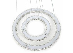 0768788601443 - Senderpick - 48W led Hängelampe Kristall 2 3 Ringe Deckenlampe Kronleuchter Pendelleuchte + Fernbedienung Dimmbar