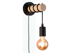 8435427130290 - Barcelona Led - Wandleuchte aus Holz mit Schalter und Stecker mila Farbe Schwarz - Schwarz