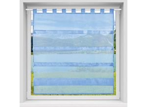 4251028172385 - Bestlivings - blaue Bistrogardine Transparent mit Schlaufen in 100x110 cm ( BxL ) in vielen Varianten erhältlich - Blau