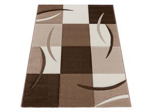 4250857520756 - Designer Teppich mit Konturenschnitt Karo Muster Braun Beige 60x110 cm - Paco Home 4250857520756 - Designer Teppich mit Konturenschnitt Karo Muster Braun Beige 60x110 cm - Paco Home
