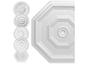 4251874684872 - Hexim - Stuckrosette Styropor eps weiß Deckenrosette rund & eckig Innendekor für Decke & Wand 50cm Achteck