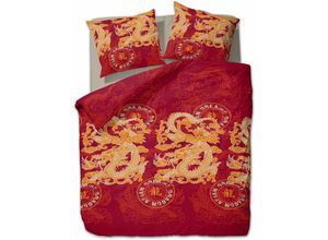 4055971000029 - Etérea - Microfaser Bettwäsche Drache Rot 140x200 cm + 70x90 cm - Rot