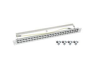 4010537634612 - 66446-07 stp Keystone-Patchpanel für Serverschrank 24 Ports RJ45 19 Zoll Lichtgrau - HMF