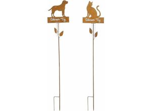 8720362130451 - - Mica Gartenstecker Regenmesser rost 2 Motive 120 cm Gartenfiguren