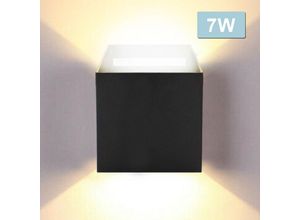 0726504019378 - Swanew - led Wandlampe Außen Wandleuchte Modern Wandleuchten Wasserdicht Treppen Eingangsflur Lampe Square Up down Light Deko 7W Schwarz Warmweiß