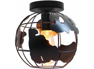 8396077289878 - Axhup - Deckenleuchte Kugel Deckenlampe im Ø20cm Globus Design Industrielle Kronleuchter mit Eisen Käfig für Wohnzimmer Schlafzimmer Flur (Schwarz)