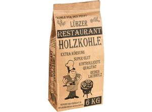 4006822360007 - - Lübzer Restaurant Holzkohle Grillkohle in Premium Qualtiät aus Laubholz 6kg 6000