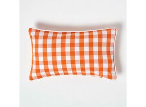 5055967413900 - Orange karierter Kissenbezug 30 x 50 cm aus 100% Baumwolle - Orange - Homescapes