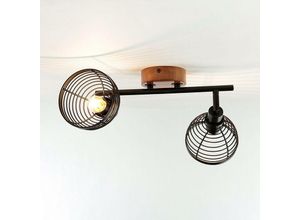 4251756379742 - Licht-erlebnisse - Spot Leuchte Retro Design Holz Metall 2x E14 wohnlich - Braun Schwarz 4251756379742 - Licht-erlebnisse - Spot Leuchte Retro Design Holz Metall 2x E14 wohnlich - Braun Schwarz