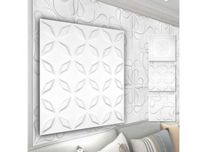 4251874656961 - Hexim - 3D Wandpaneele aus pvc Kunststoff - weiße Wandverkleidung mit 3D Optik - Blumen Motive 1 Platte   Muster HD063