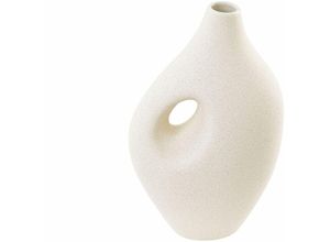 4255664809377 - Beliani - Blumenvase weiß Keramik 32 cm Dekorative Handgemachte Tischdeko Wohnzubehör Moderne Design - Weiß