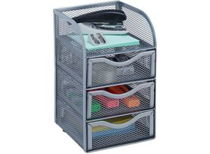 4052025953386 - Schreibtischorganizer Büroablage aus Metallgeflecht Ablagebox für Bürobedarf HxBxT 21x125x13cm schwarz - Relaxdays