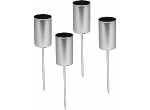 4260700657102 - Spetebo - Stabkerzen Pick 4er Set - silber - Kerzen Stecker für Advents und Weihnachts Gesteck - Kerzenpick für Tafelkerzen