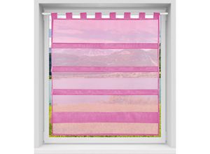 4251028172316 - Bestlivings - pinke Bistrogardine Transparent mit Schlaufen in 90x110 cm ( BxL ) in vielen Varianten erhältlich - Pink