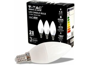 3800157680318 - Vtac - v-tac LED-Glühbirne E14 45W Candela 4000K (Box 3 Stück)