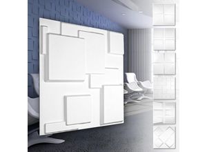 4251874657241 - 3D Wandpaneele aus PVC Kunststoff - weiße Wandverkleidung mit 3D Optik - Cube Motive 1 Platte   Muster HD095