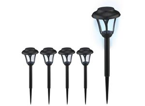 4052025974039 - Solarlampen 5er Set led Solarlicht mit Erdspieß HxD 39 x 11 cm moderne Gartenbeleuchtung draußen schwarz - Relaxdays