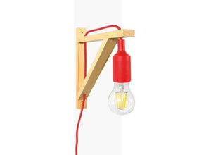 8435427108367 - Barcelona Led - Nordische Wandleuchte yojo mit Holzausleger und Silikon-Pendelleuchte Farbe Rot - Rot