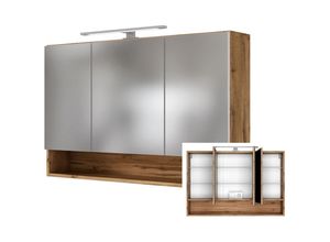 4251324915235 - Lomadox - Badezimmer Spiegelschrank 3D inkl LED-Beleuchtung LOUNY-03 Wotaneiche Nb b h t ca 100 64 20 cm - braun