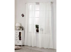 4063425026112 - Gardinen transparent mit Kräuselband Stores Voile (1 Stück) creme 140x245 cm - creme - Woltu